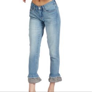 So cute! Gingham Crop Flare Skinny Jeans Size 8